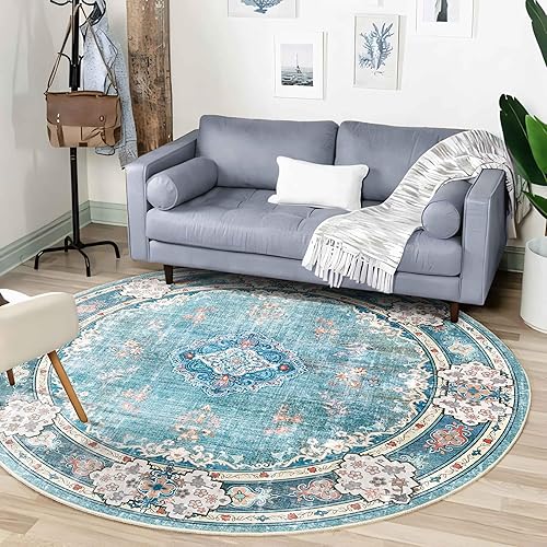 Miniatura 252 de MUJOO - Alfombra de 8 x 10 pies para sala de estar, grande, lavable, bohemio, para dormitorio, antideslizante, abstracto, suave, de pelo corto