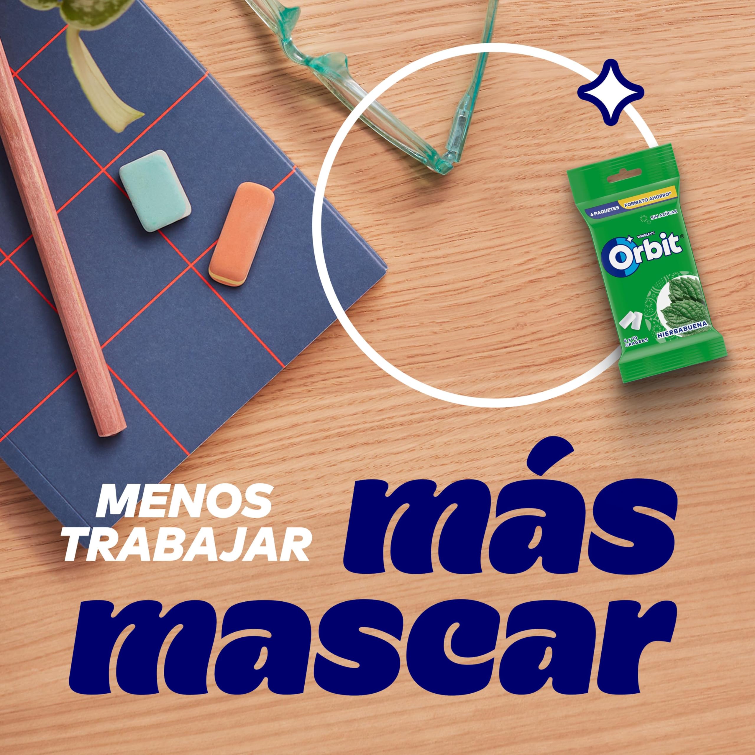 Orbit Chicle Sin Azúcar, Hierbabuena, Pack De 4 X 10 Unidades, 56 Gramo, 4 Unidades