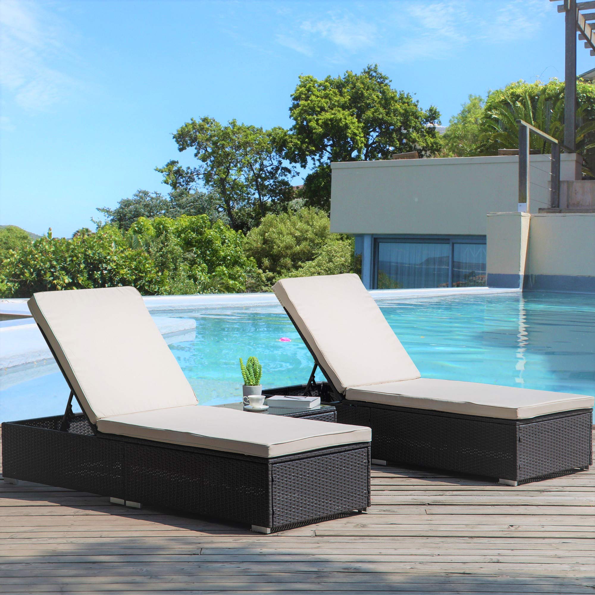 Buy SEGMART Outdoor Rattan Patio Chaise Lounge Chair Sun Lounge