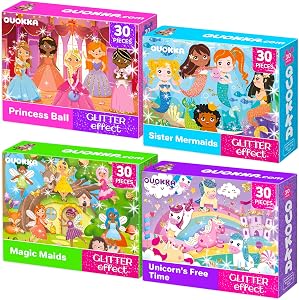 QUOKKA Puzzles for Toddlers 3-5 - 4x30 Pieces Puzzles for Kids Ages 2-4 - Girls Learning Jigsaw Puzzles for Kids - Educational Toys for Boy and Girl