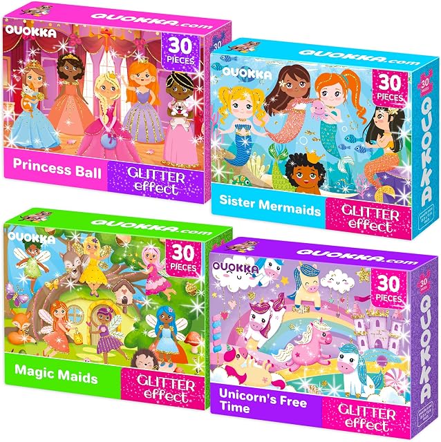 QUOKKA Puzzles pour Tout-Petits 3-5 - Puzzles de 4x30 Pièces pour Enfants Âges 2-4 - Puzzles d'Apprentissage pour Filles et Garçons - Jouets Éducatifs