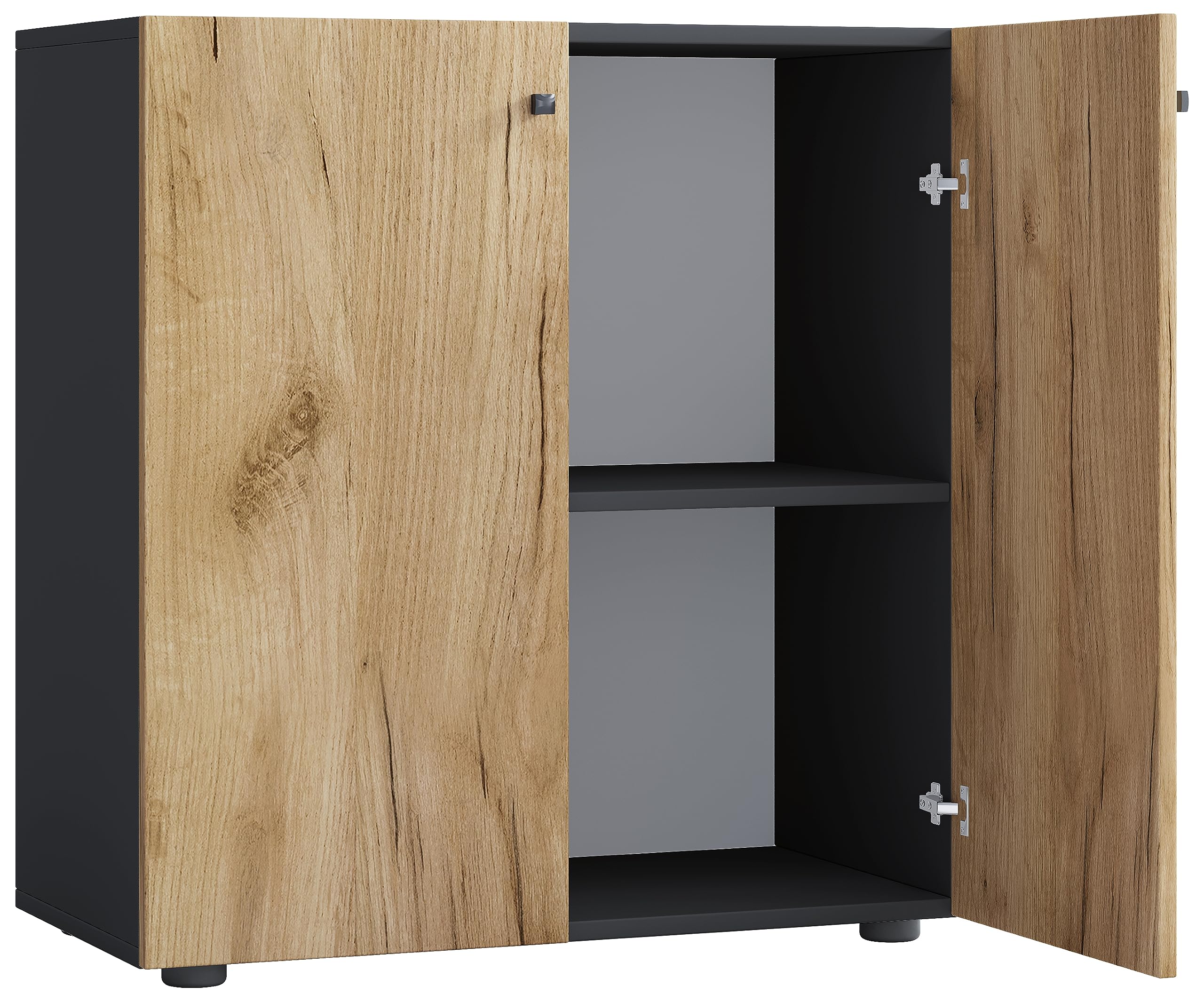 VCM Büroschrank mit 2 Fächern | moderner Aktenschrank mit Drehtüren | Maße ca. B. 70 x H. 74 x T. 40 cm - Lona 2-Fach