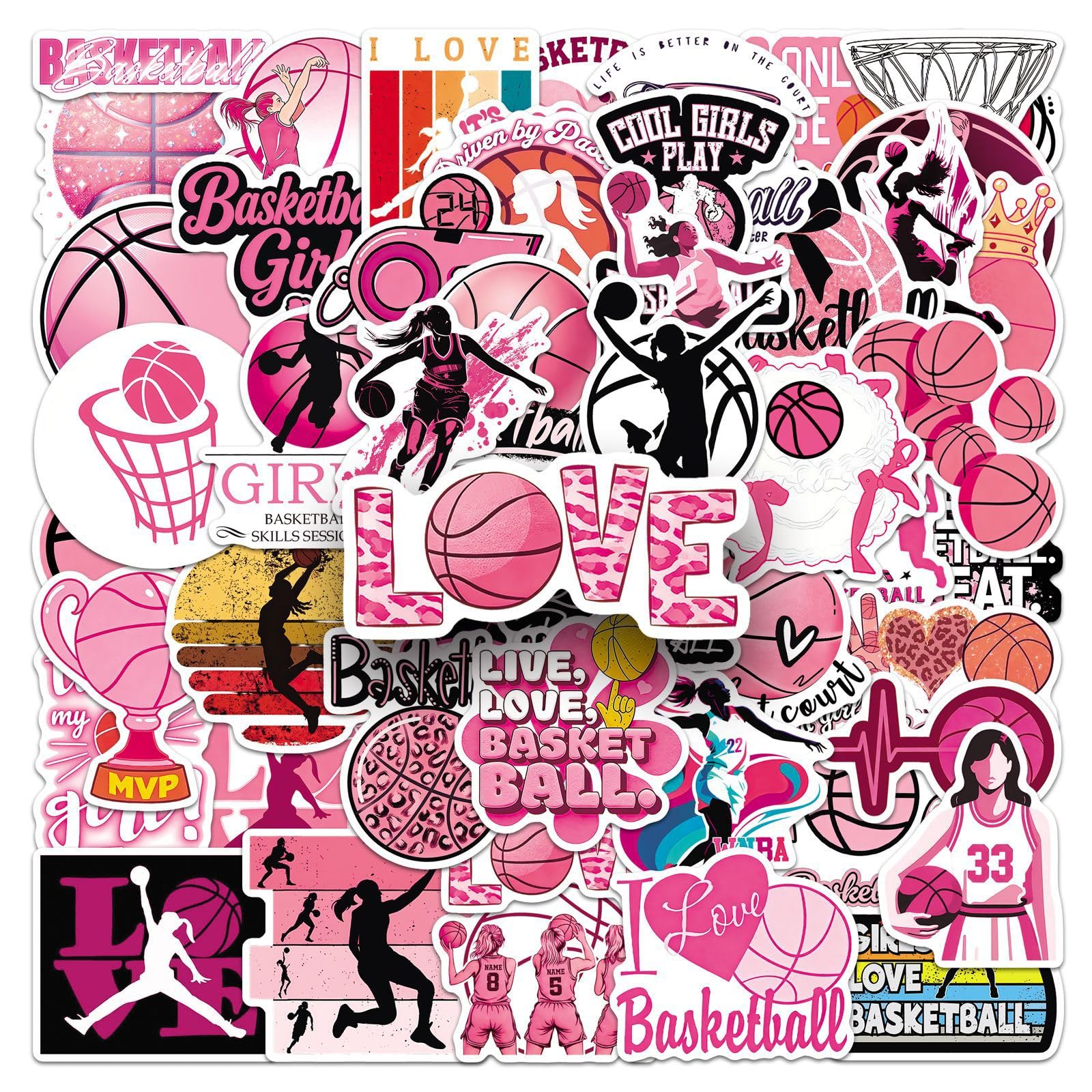 Lylsdsb Basketball 50Pcs Stickers Sports Vinyl Decals For Laptops Skateboards Luggage Helmets Bikes And Phones Fans Lovers And Athletic Vibe Enthusiasts