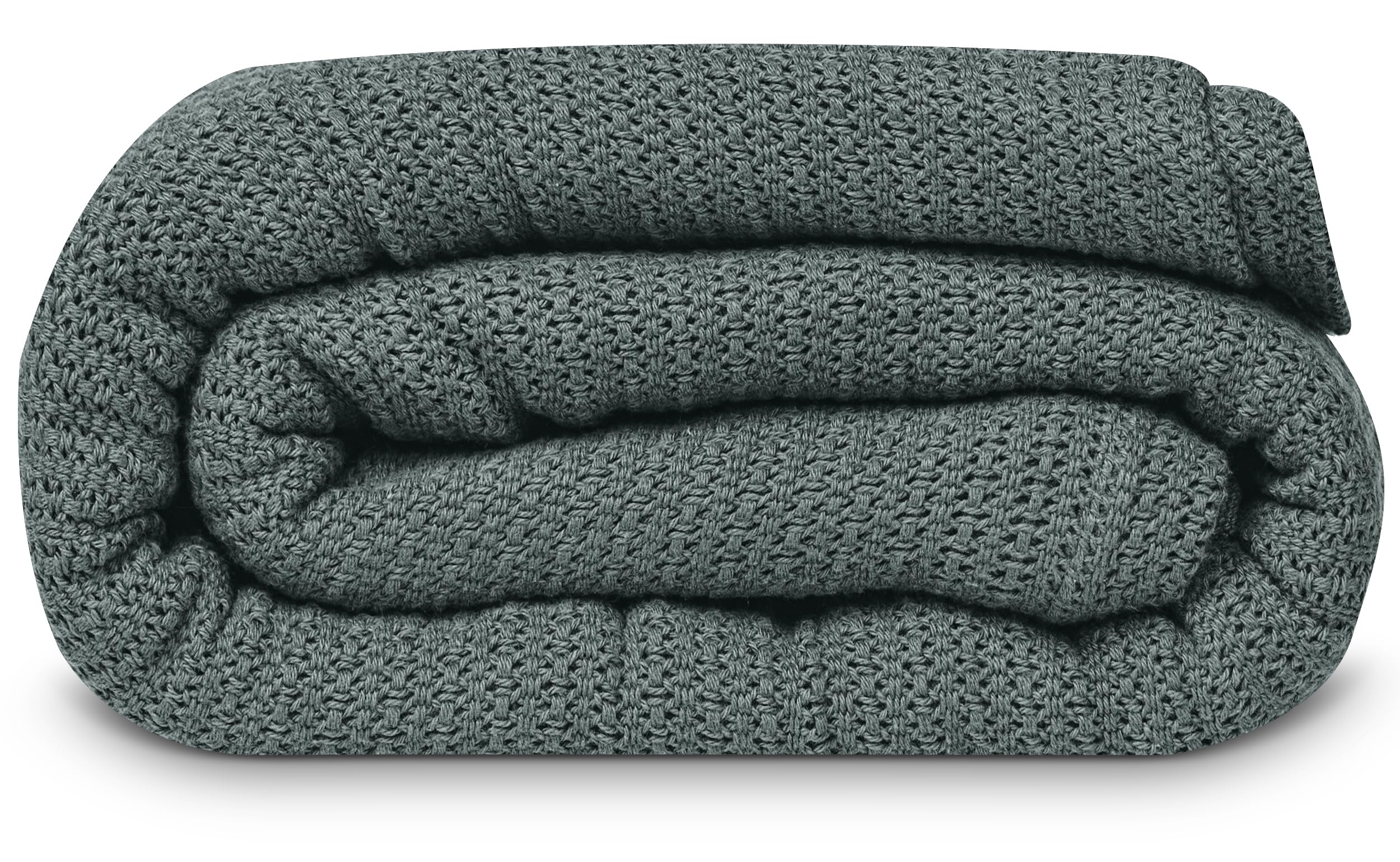 بطانية مريحة وناعمة ودافئة ومتينة وفاخرة ومنفوشة للغاية بتصميم نسيج لينو مصنوعة من القطن بنسبة 100% للسرير والاريكة في كافة المواسم لينتيوم تيكستايل سابلاي مقاس كوين لون رمادي جليدي