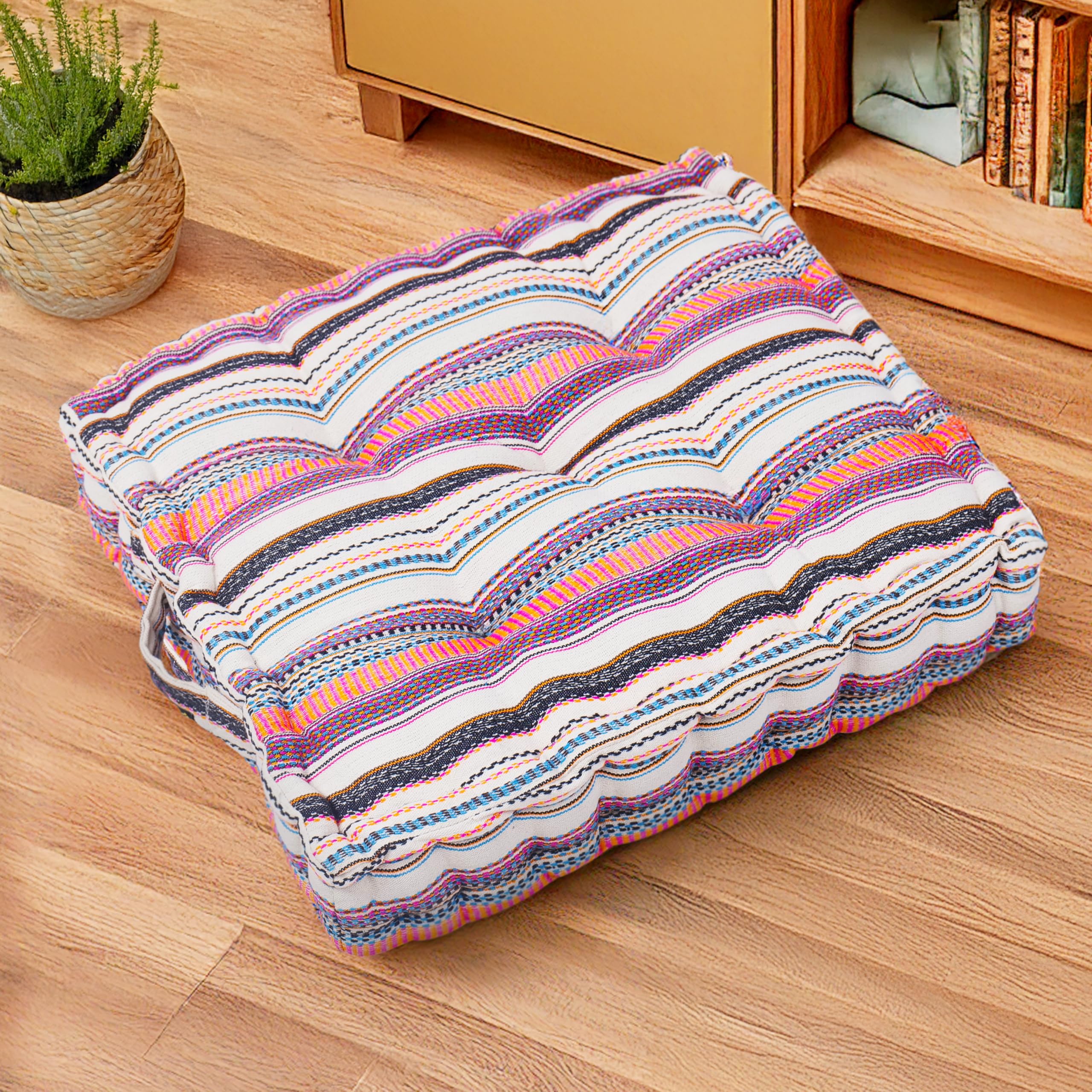 Orange Woven Floor Cushion - Cozy Seating & Meditation -16