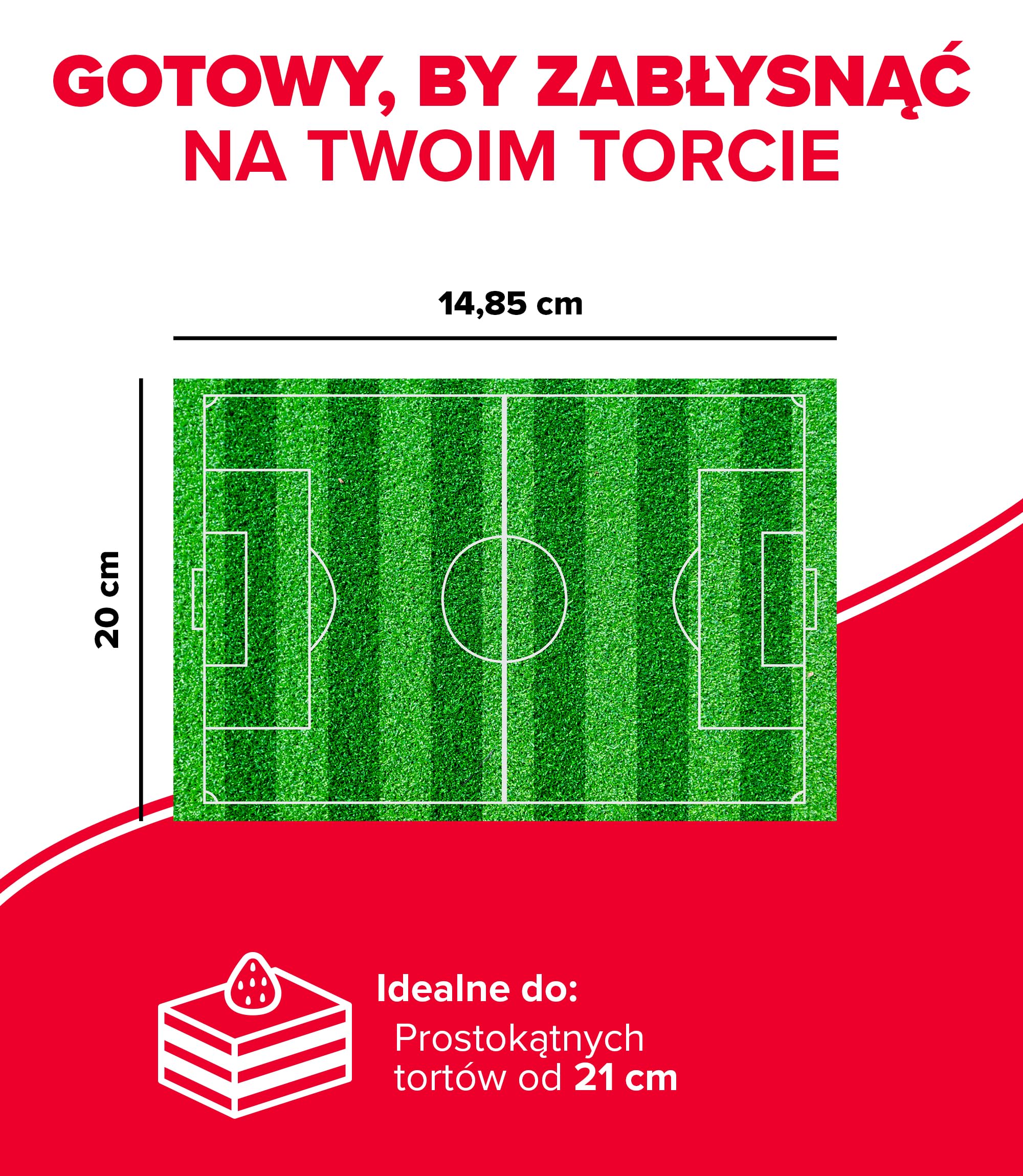 dekora – Jadalny arkusz Boisko Piłkarskie A5 14,8 x 21 cm | Dekoracja tortów i ciast | Bez dodatku cukru | Bez glutenu | Odpowiedni dla wegetarian