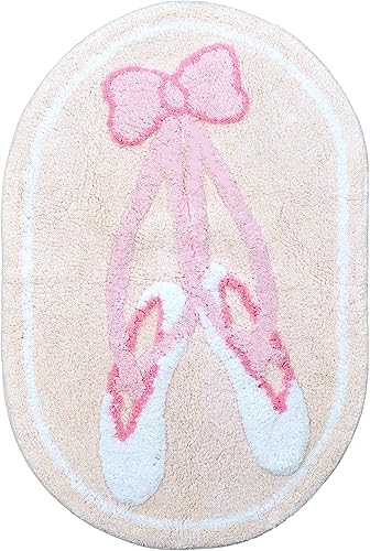 Alfombra de baño de bailarina copetuda a mano, 30 x 20 pulgadas, 100% algodón para niños alfombra decorativa para niños