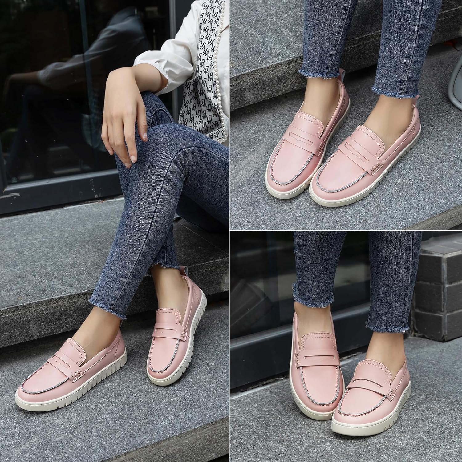 KORDAL Women's Comfortable Classic Penny Loafers Leather Sneakers Casual Slip On Dress Shoes Office Work Everyday Walking Flats Driving Shoes for Women - Image 2