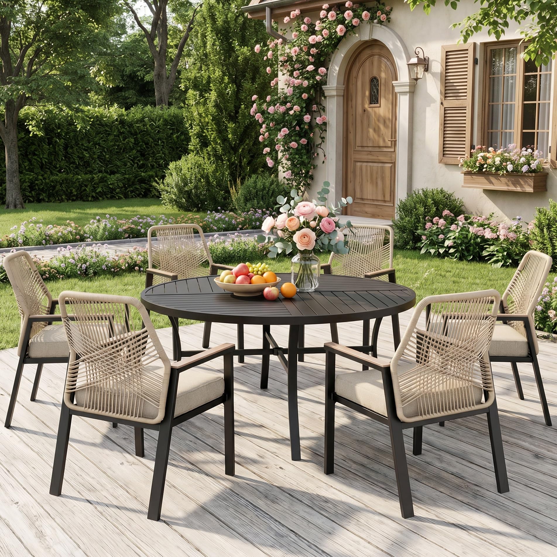 MIXPATIO 7-Piece Wicker Dining Set