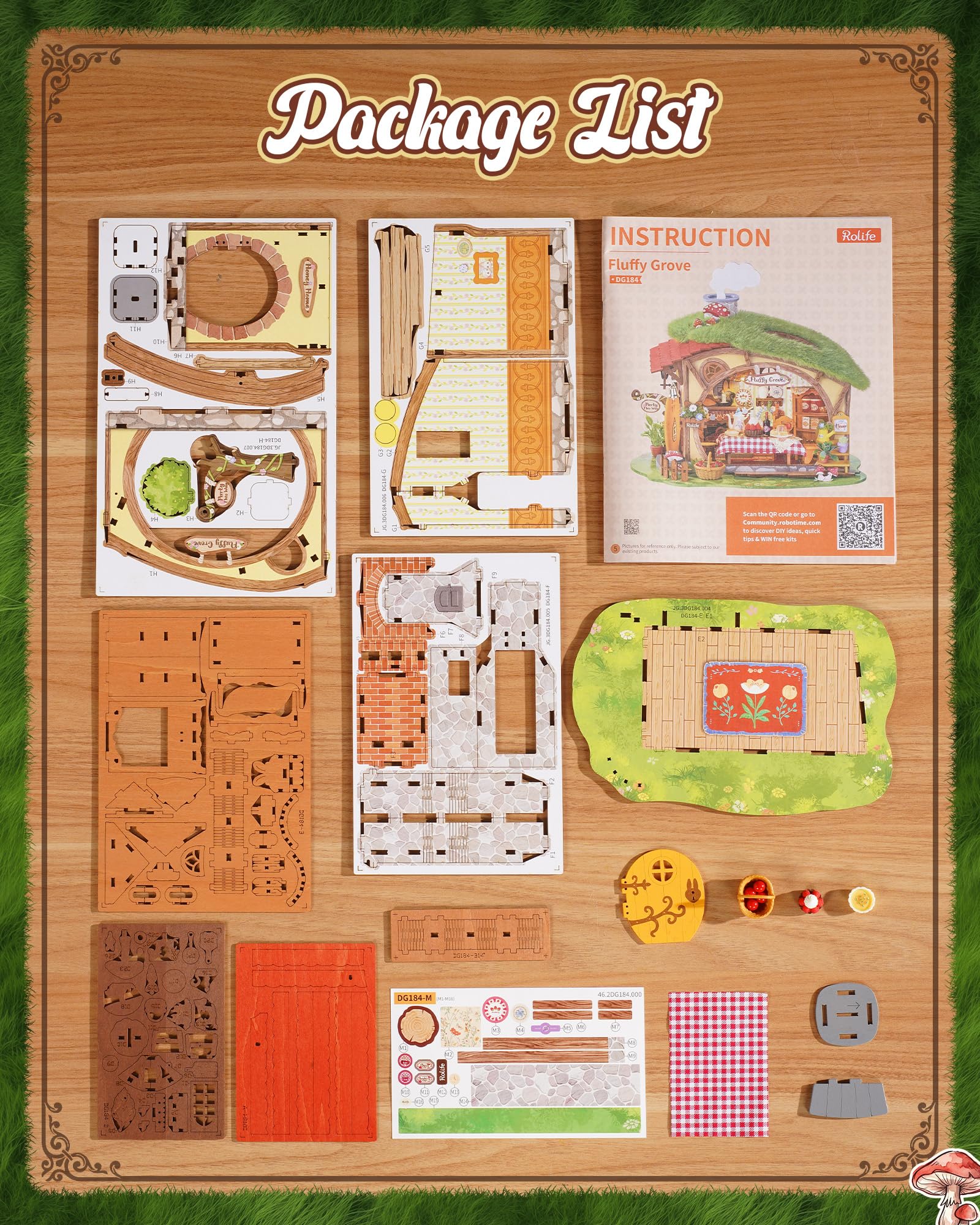 Rolife Casa delle Bambole per Adulti Boschetto Soffice Casa in Miniatura in Legno Kit Modellino Antistress Decorazione Domestica Regali Creativi per Natale