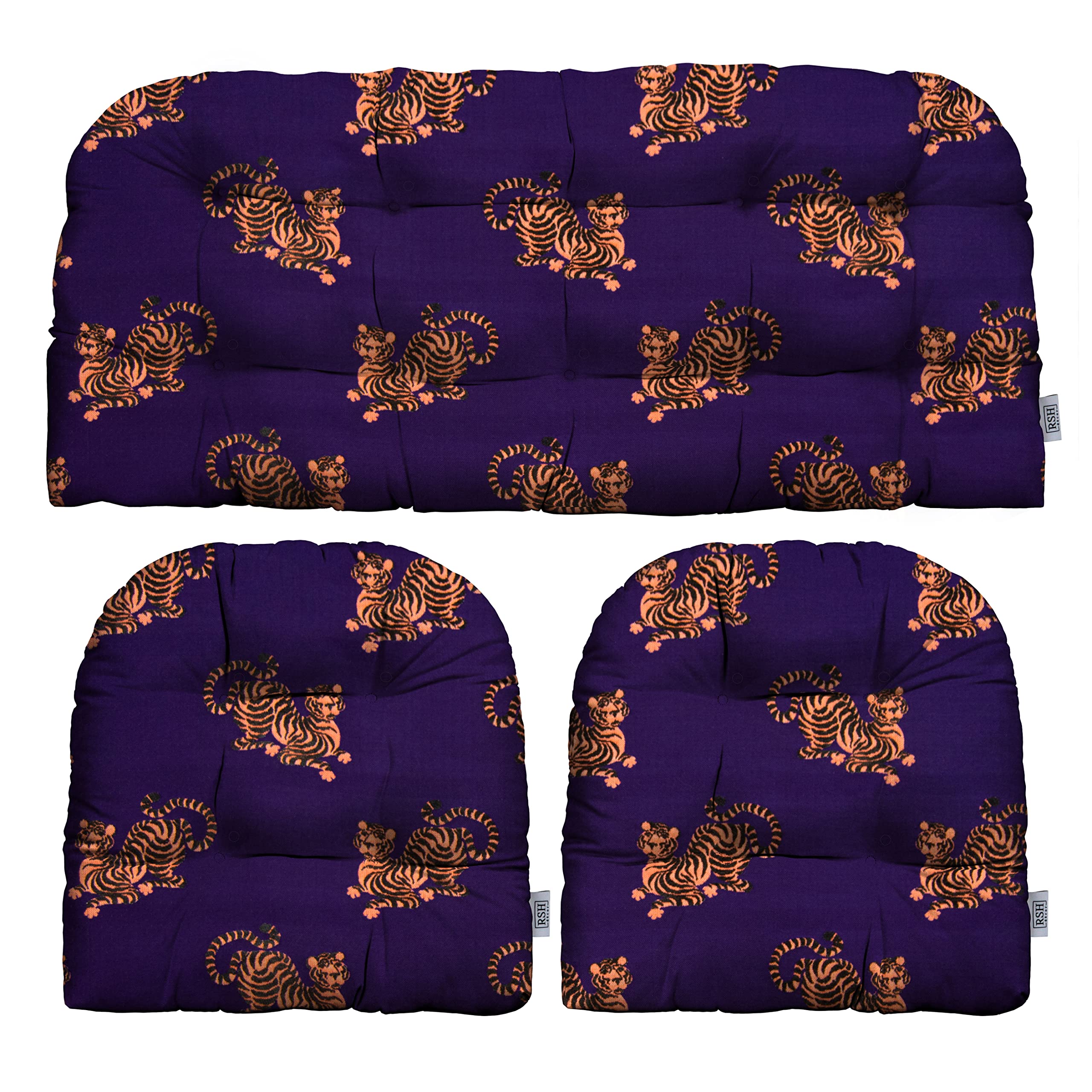 RSH DECOR: 3-Piece Wicker Tufted Cushion Set | 41” x 19