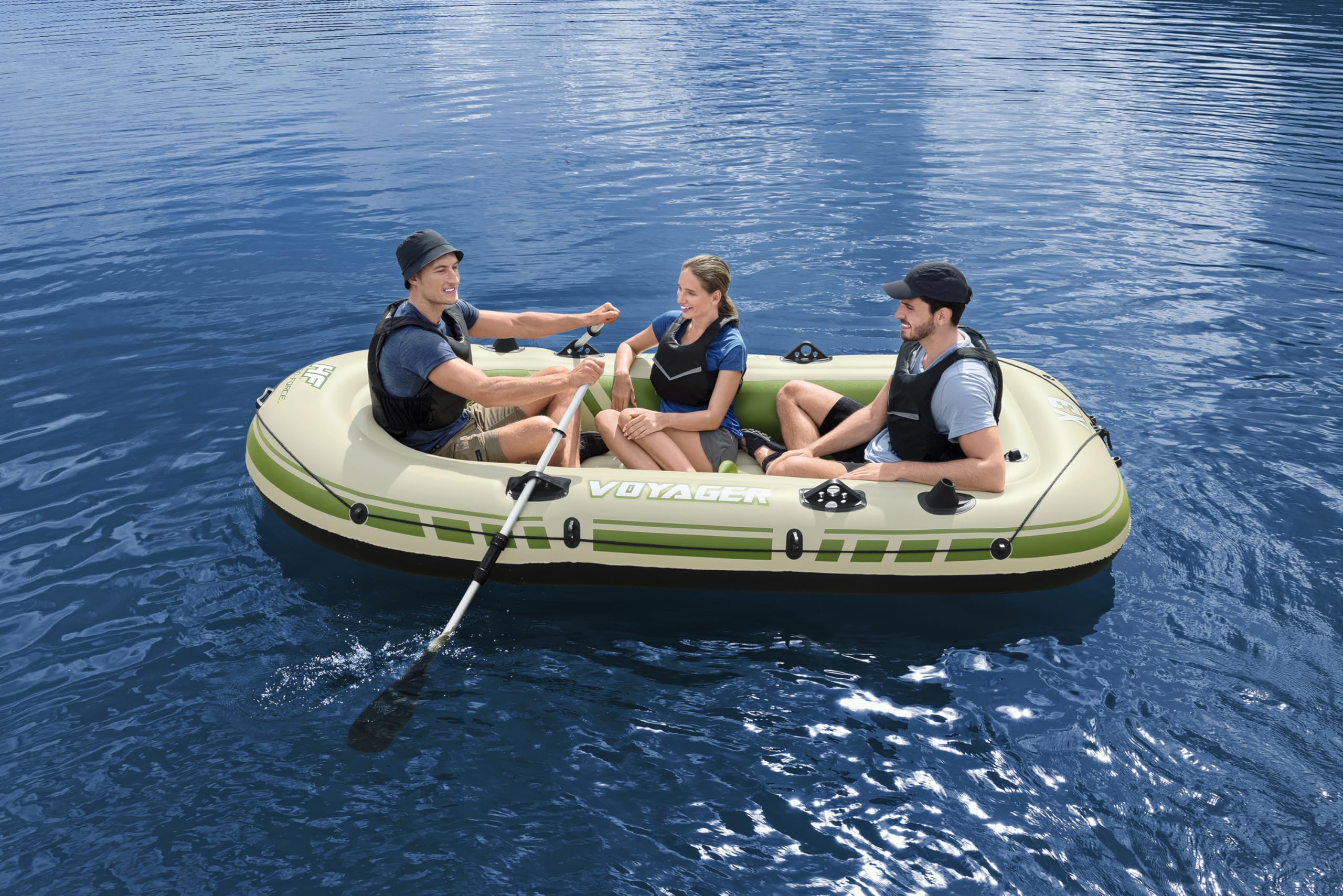 Bateau Gonflable Voyager™ X3 Set Hydro-Force™, 294 x 137 cm, 3 Adultes 360 kg, 2 pagaies, Un Sac de Transport et de Rangement et Une Pompe à air