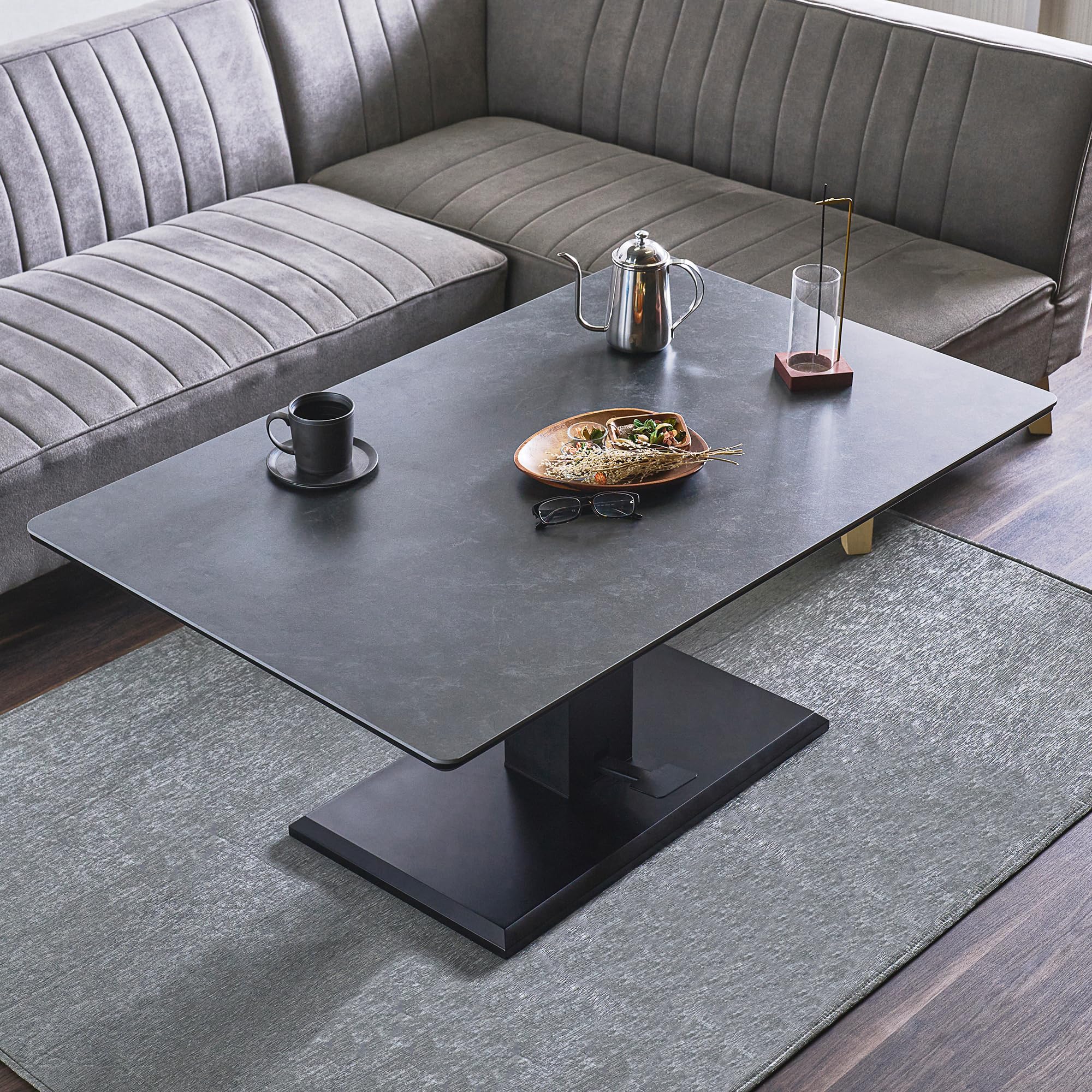 Amazon.co.jp : 大川家具サンセー 昇降テーブル 120cm セラミック