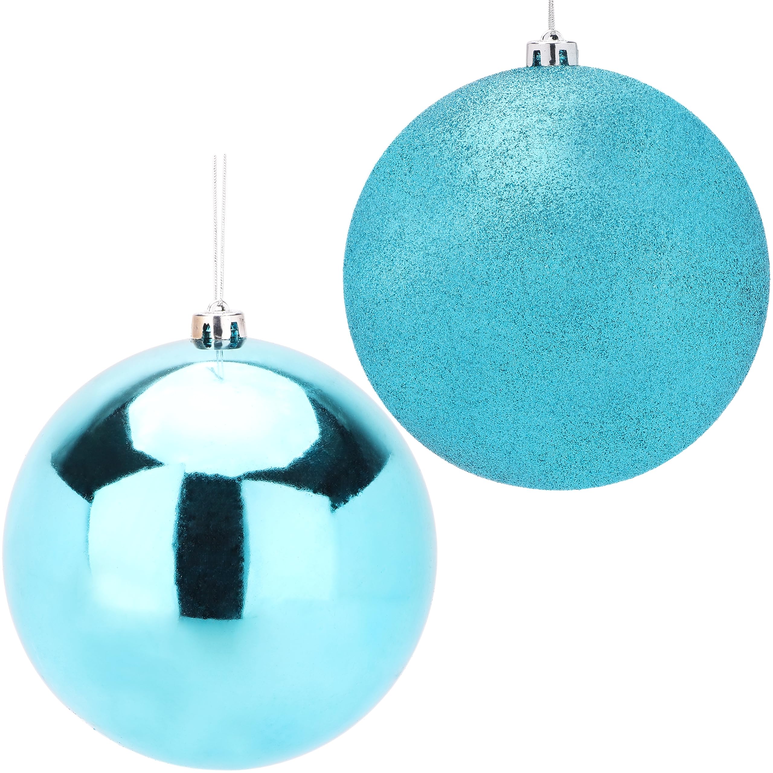 Christmas Concepts Turquoise Christmas Concepts® Pack Of 2-200Mm Baubles - Shiny & Glitter Design - Giant Christmas Baubles (Turquoise)