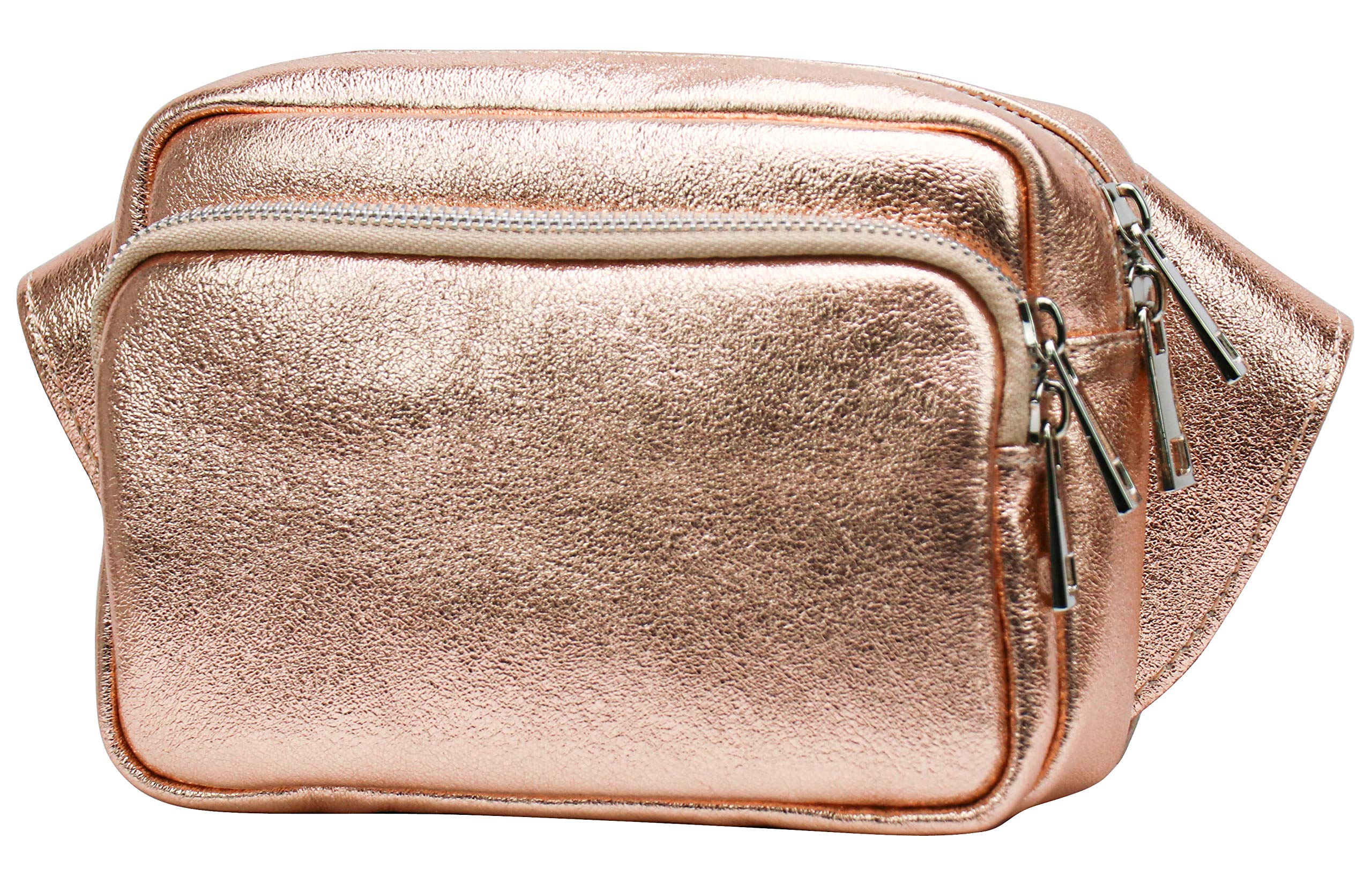 SH Leder Jisoo G412 - Marsupio unisex in vera pelle, per festival, viaggi, crossbody, da donna, in pelle, 18 x 13 cm, Oro rosa, m