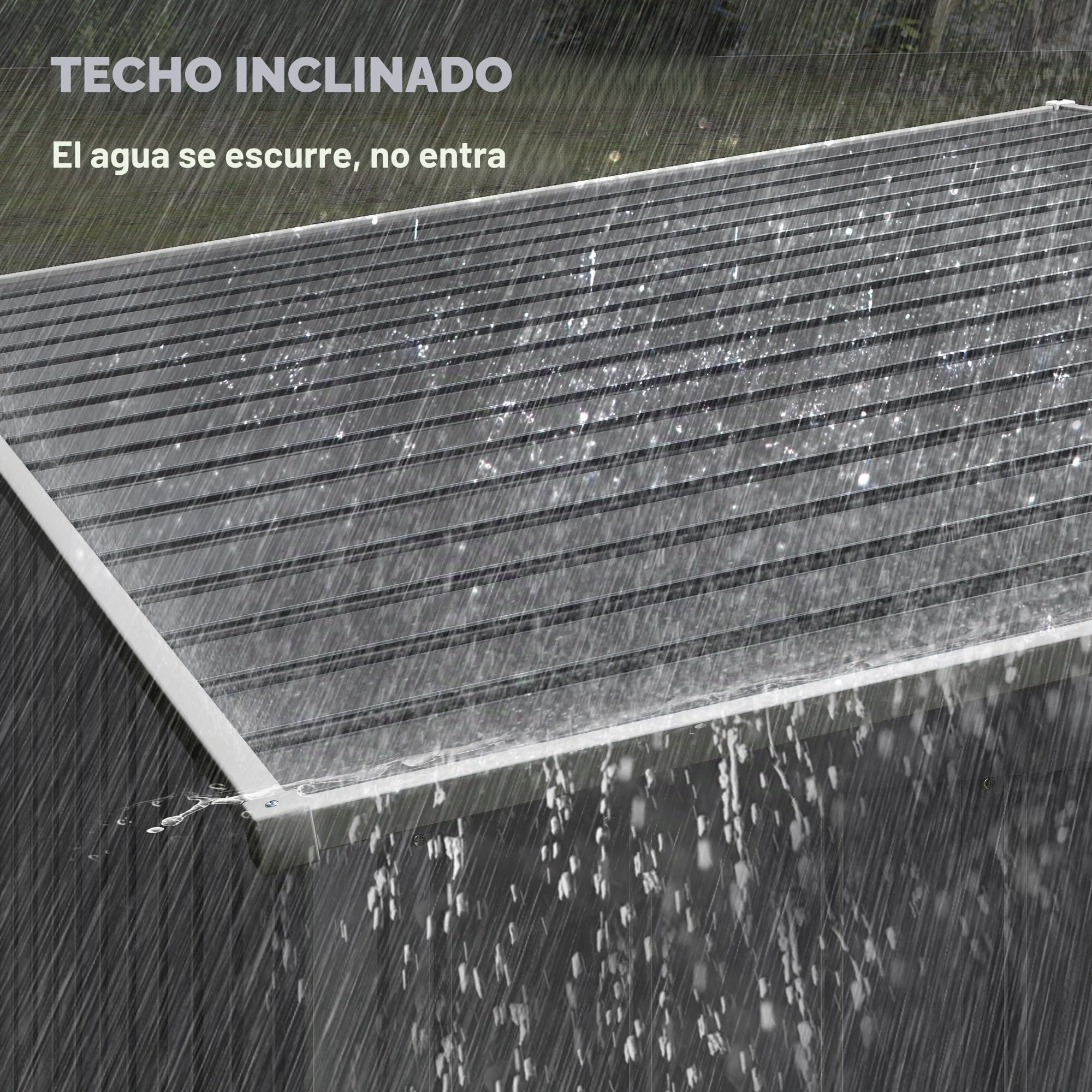 Outsunny Cobertizo de metal de 2,81 m², 154 x 206,5 x 181 cm, cobertizo de jardín con tejado a un agua, base, puerta corredera, resistente a la intemperie, caseta de jardín, para exteriores, jardín
