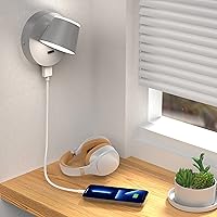 Vista 6 de URSOLA Juego de dos lámparas de pared, apliques de pared LED con interruptor de encendido/apagado, puerto de carga USB, 110 voltios, lámpara