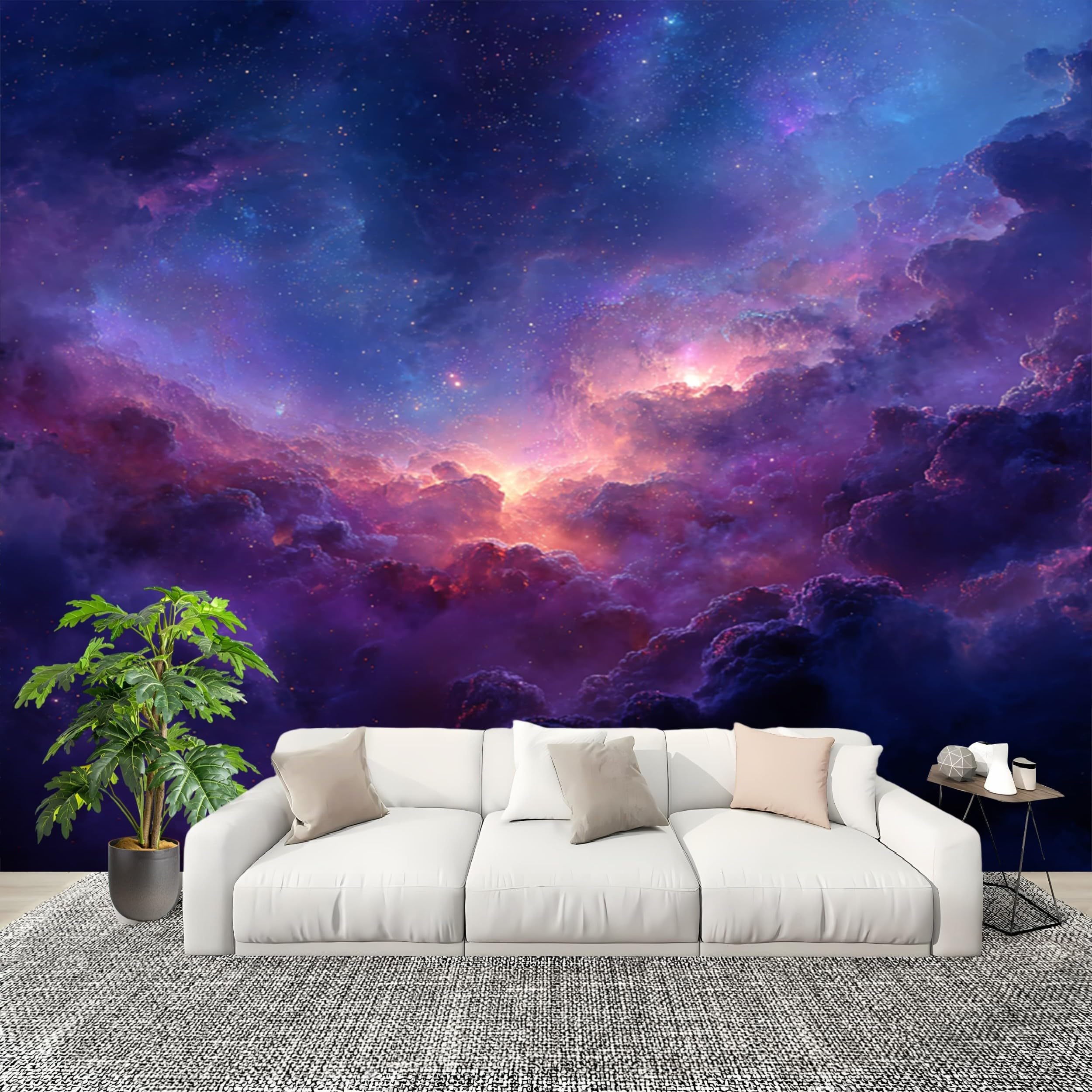 Carta Da Parati Fotografica Bambini 250x175 cm Onirico Galassia Universo Carta da Parati Panoramica Fotomurali in TNT Murale Viola Poster Gigante Design per Camera Ragazzo Ragazza