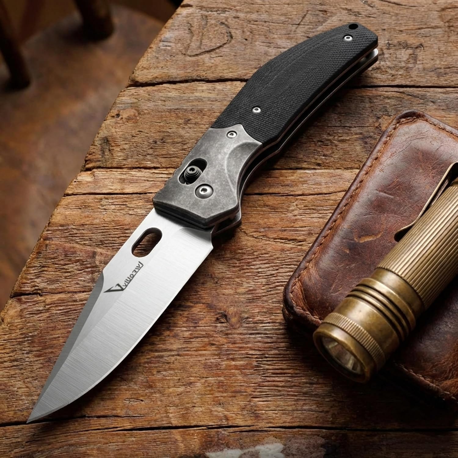Folding Pocket Knife for Men, 8Cr13MoV Stainless Steel Blade with G10 Handle, EDC Knife with Thumb Hole and Liner Lock, Deep Carry Clip, Compact Lightweight Utility Knife for Outdoor Camping Everyday Carry, Box Cutter, Retirement Gifts for Men