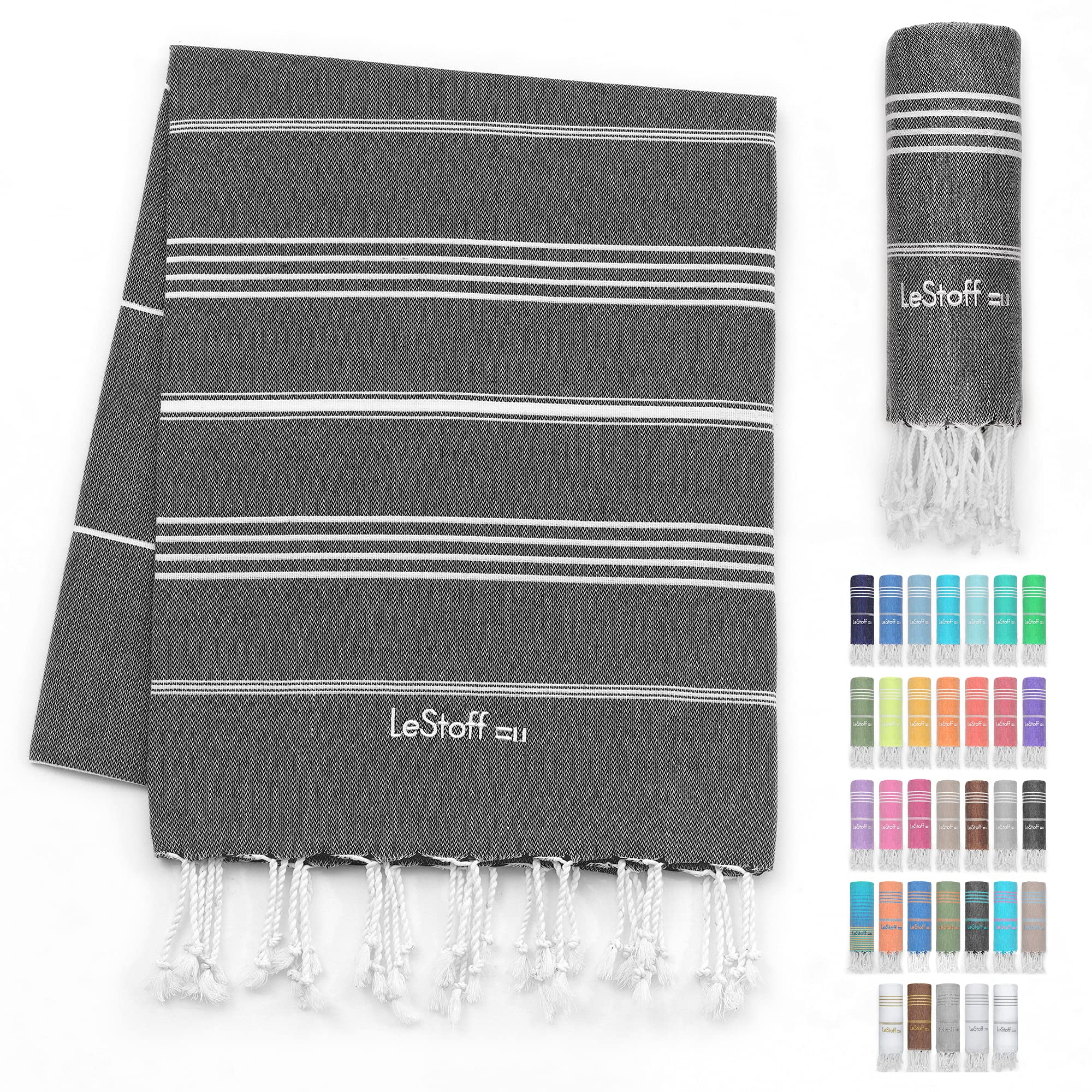 LeStoff Turkish Hammam Towel, 100% organic cotton, 95 x 180 cm, Pre-washed, Absorbent, Quick-drying, Lightweight