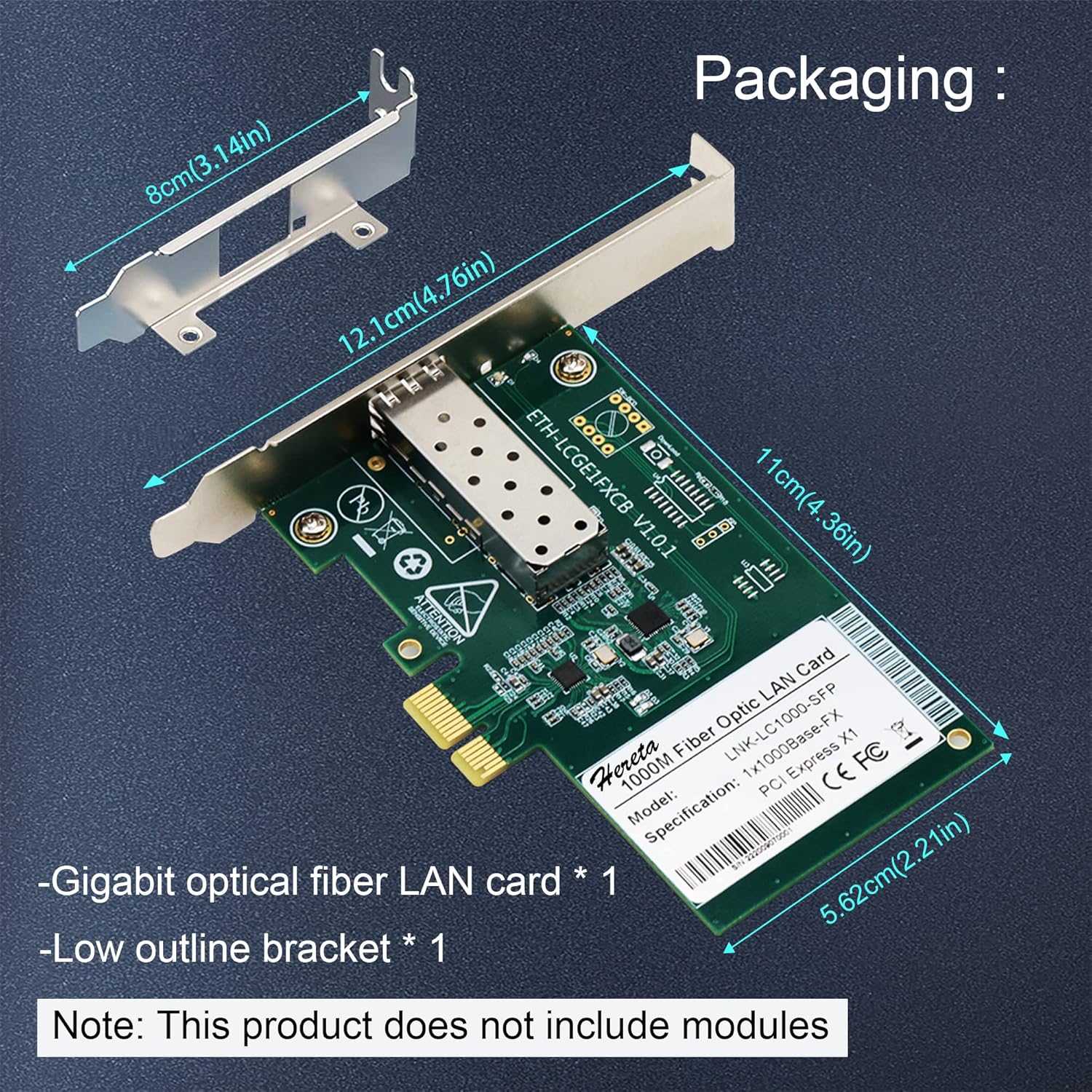 Gigabit Ethernet PCIE NIC Network Card with SFP Port, Fiber Optic LAN Adapter for PC Desktop Support Windows Server/Windows, Linux PCIe Express Network Adapter