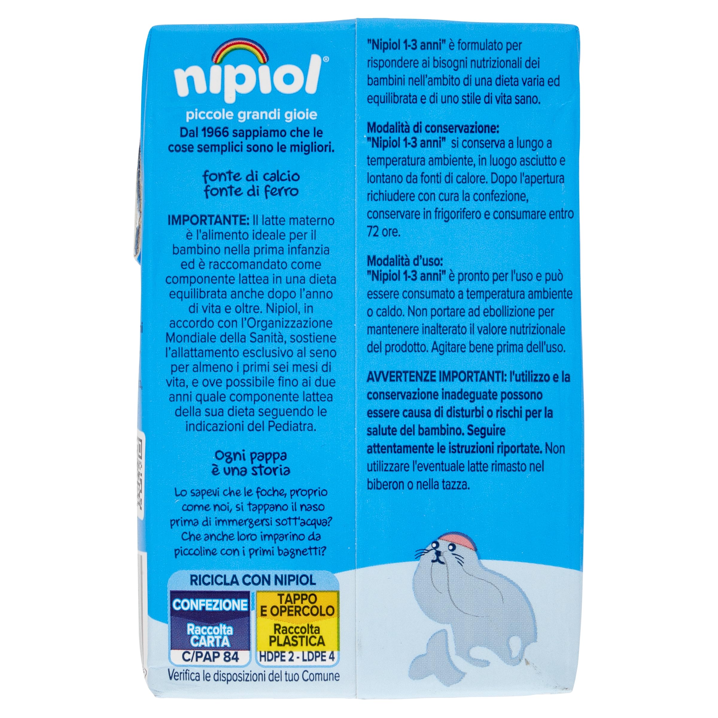 Nipiol - Latte Liquido 1-3 Anni- 500ml (12 confezioni)