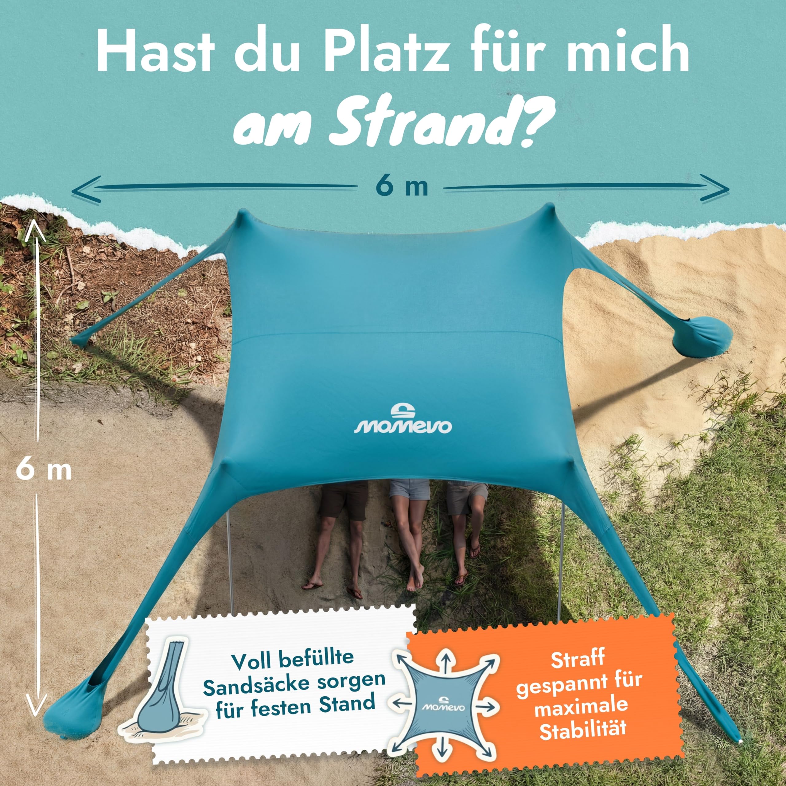 Sunsail XL Strandzelt, Sonnensegel Strand, XXL Strandmuschel | Next Level Strandmuschel, windstabil & leicht, UV-Schutz UPF 50+, einfacher Aufbau in Sekunden