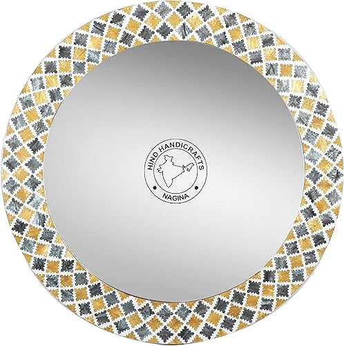 Miniatura 5 de Hind Handicrafts Espejo de pared redondo envuelto de cuerda, acentuado marítimo, espejo de acento rústico para baño, entrada, comedor y sala de