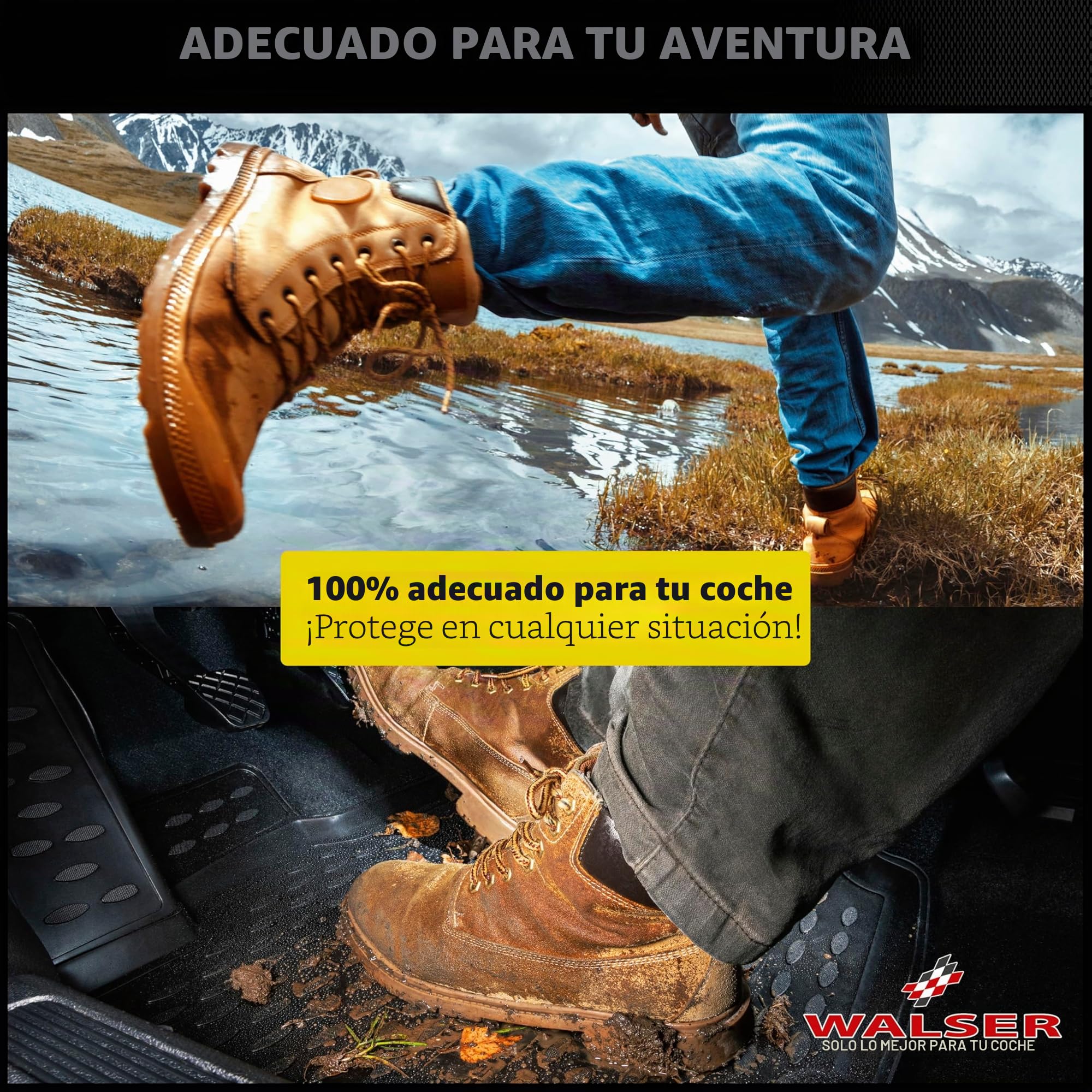 WALSER Alfombrillas de goma a medida XTR compatible con VW Multivan T6 2015-2019, alfombrilla coche, protector de suelo coche
