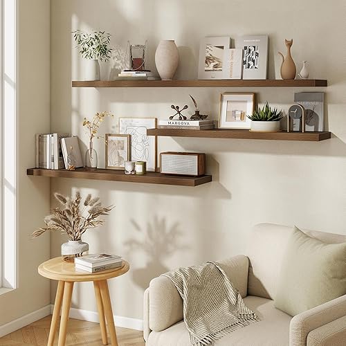 Miniatura 2 de Fun Memories Estantes flotantes de 48 pulgadas, estantes de pared de 9.3 pulgadas de profundidad para baño, sala de estar, dormitorio, cocina