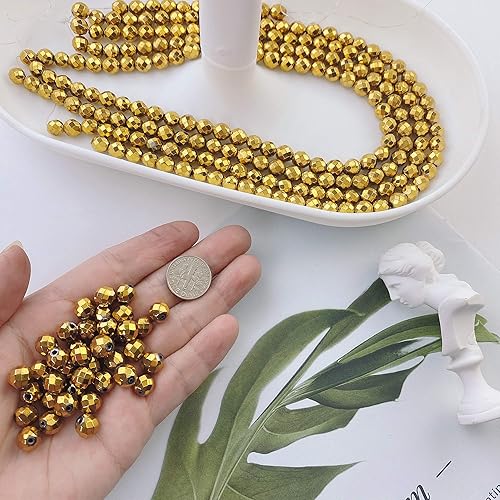 Miniatura 10 de COIRIS - 100 cuentas sueltas de hematita redondas de 0.315in, 2 hilos de cristal de energía para la fabricación de joyas (tubo rectangular de