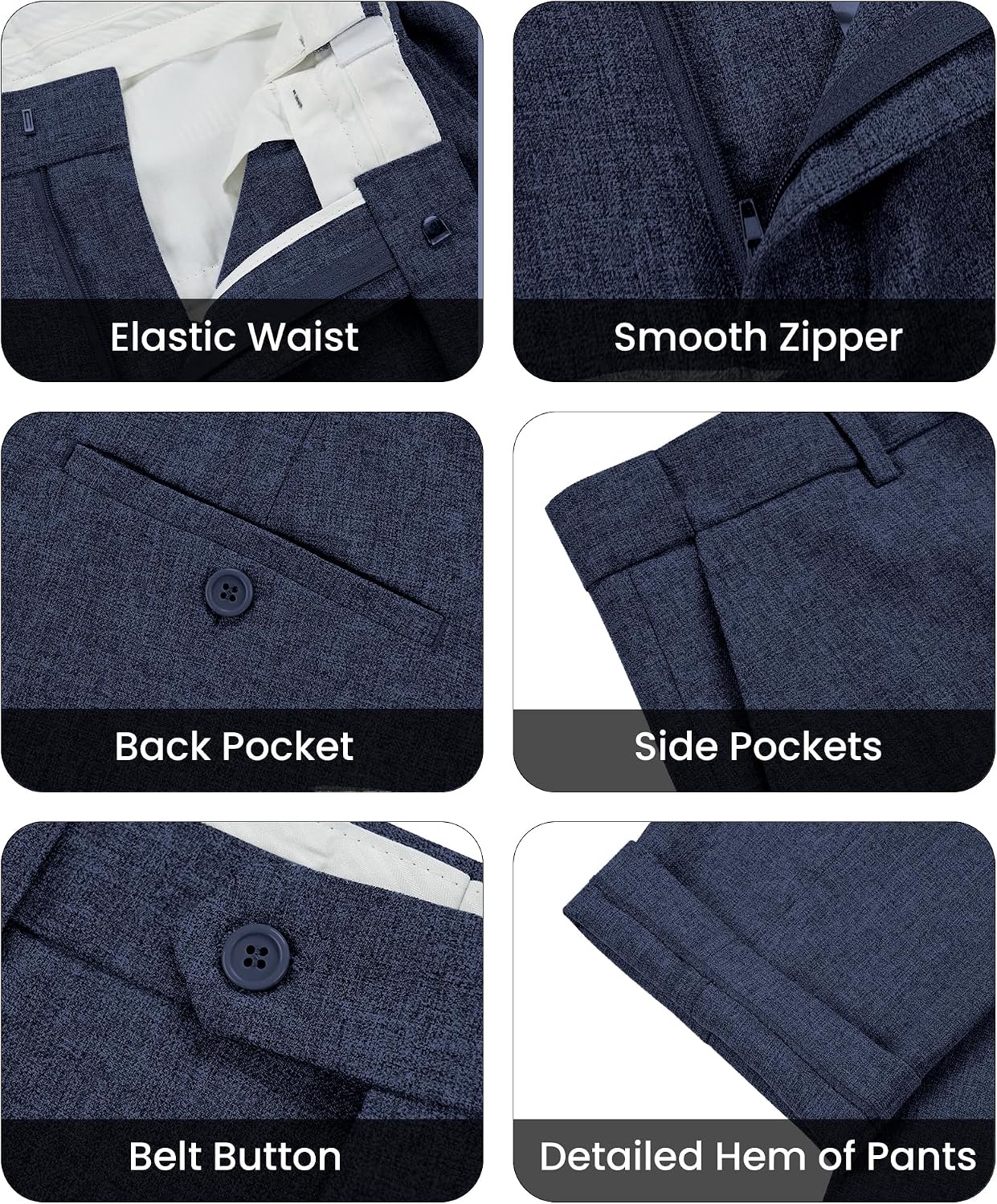 WULFUL Men's Slim Fit 2 Piece Suit, One Button Solid Blazer Business Party Jacket Pants Set