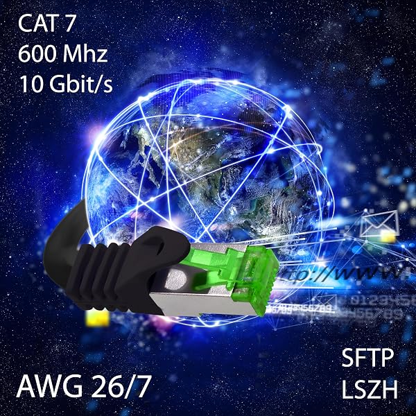 1aTTack.de Câble Réseau Cat7 Cat 7 10 GB/s - 10x 0,5m - RJ45 Ethernet LAN DSL Routeur Modem - 10 couleurs - 3