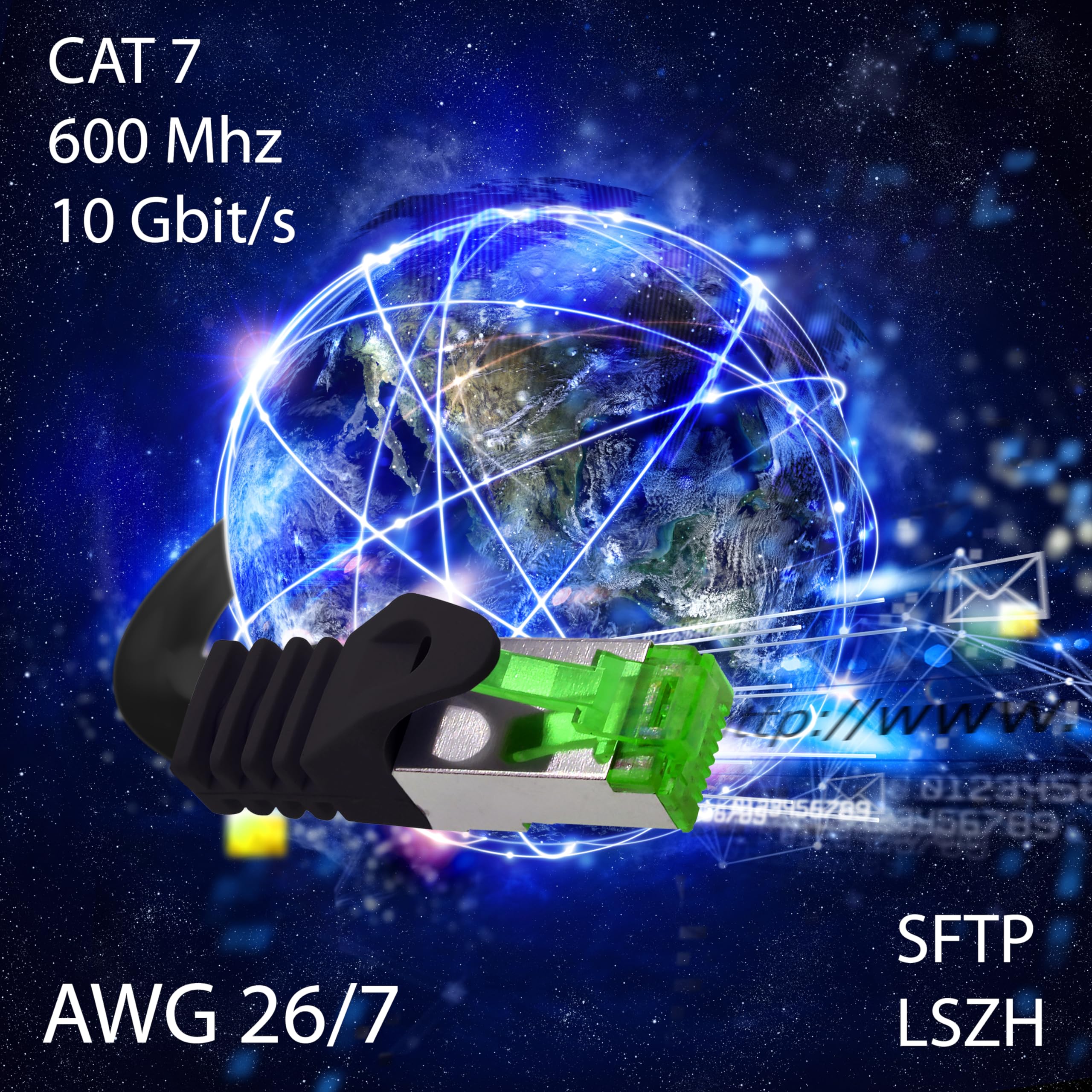 1aTTack.de 1aTTack.de Cat7 Cat7 10GB/s Network Cable 5x 0.5m RJ45 Ethernet LAN DSL Router Modem - 5 Colors 01 in use