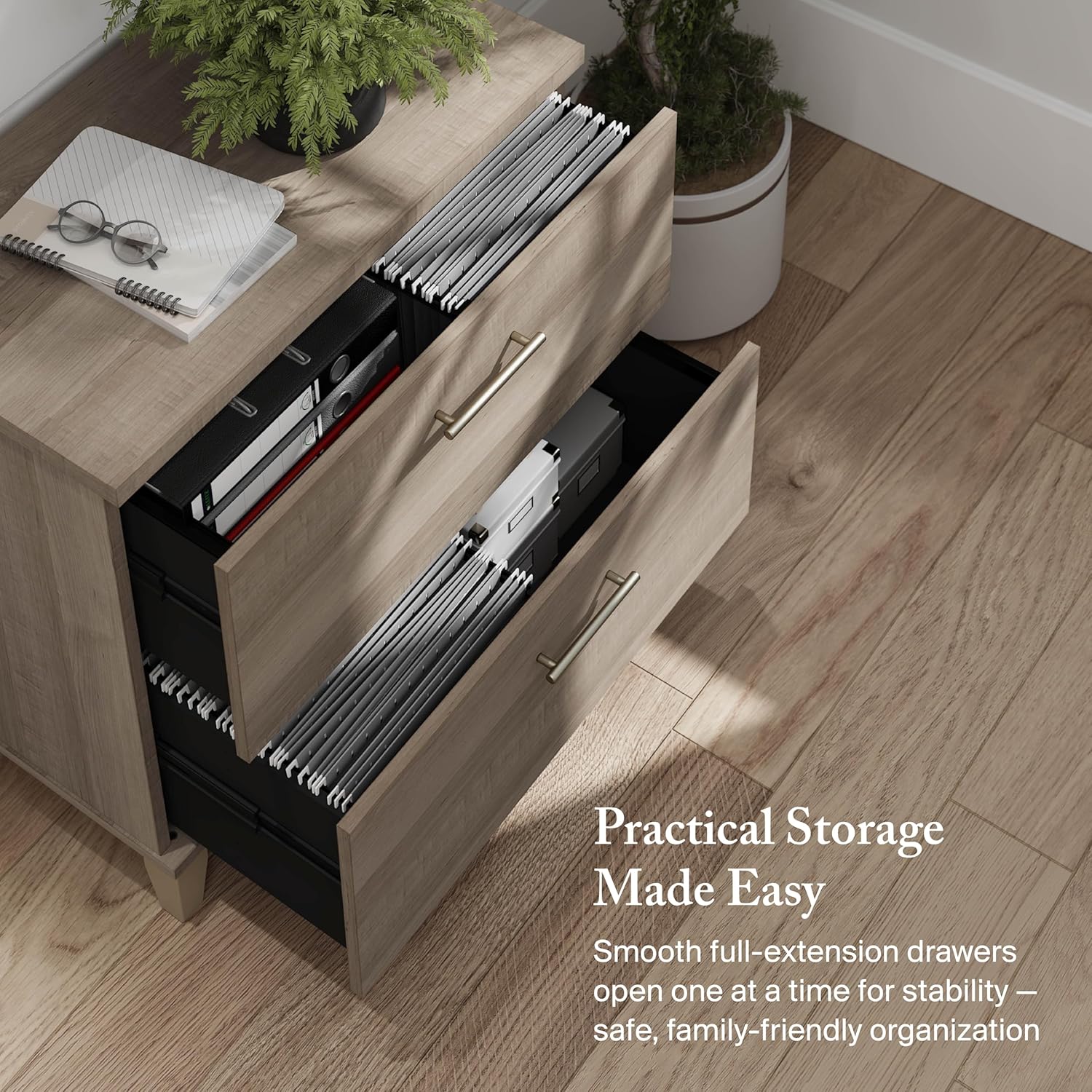 Bush Home 2 Drawer Lateral File Cabinet, Letter and Legal-Size Document Storage for Home or Professional Office, Somerset Collection, Ash Gray