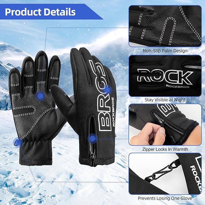 Guantes de ciclismo ROCKBROS invierno unisex miniatura 6