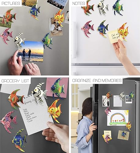 Miniatura 3 de CoTa Global Angelfish - Juego de 6 imanes para refrigerador, varios colores, divertidos y lindos imanes de cabeza de animales para nevera de cocina,