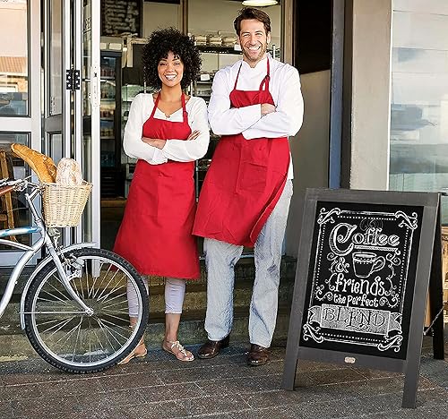 Vista 103 de Pizarra rústica vintage de madera gris con marco en A, pizarra para acera, tamaño grande, 40 x 20 pulgadas, tablero de sándwich resistente, tablero