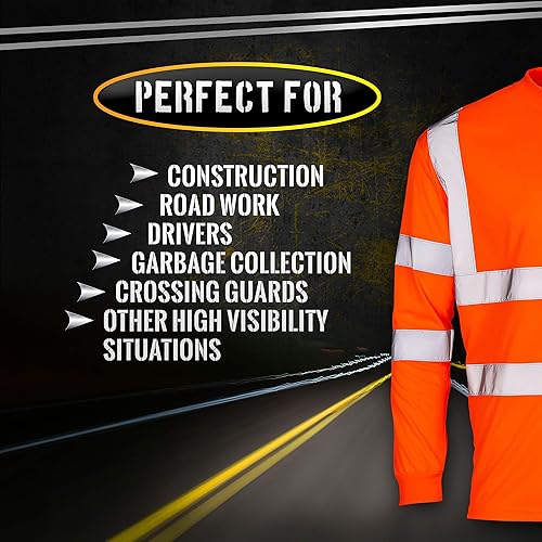 Miniatura 3 de Camisas de alta visibilidad para hombres  Construcción de manga larga Hi Vis, camisas de seguridad reflectantes para hombre, amarillo y naranja