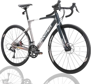 PANTHER Panther Road Bike Nereus Series STI Dual Control Lever Sora 18-Speed Super Lightweight All-Aluminum Frame 700C Racing Lightweight Tires Front and Rear Wheel Thru-Axle System Hydraulic