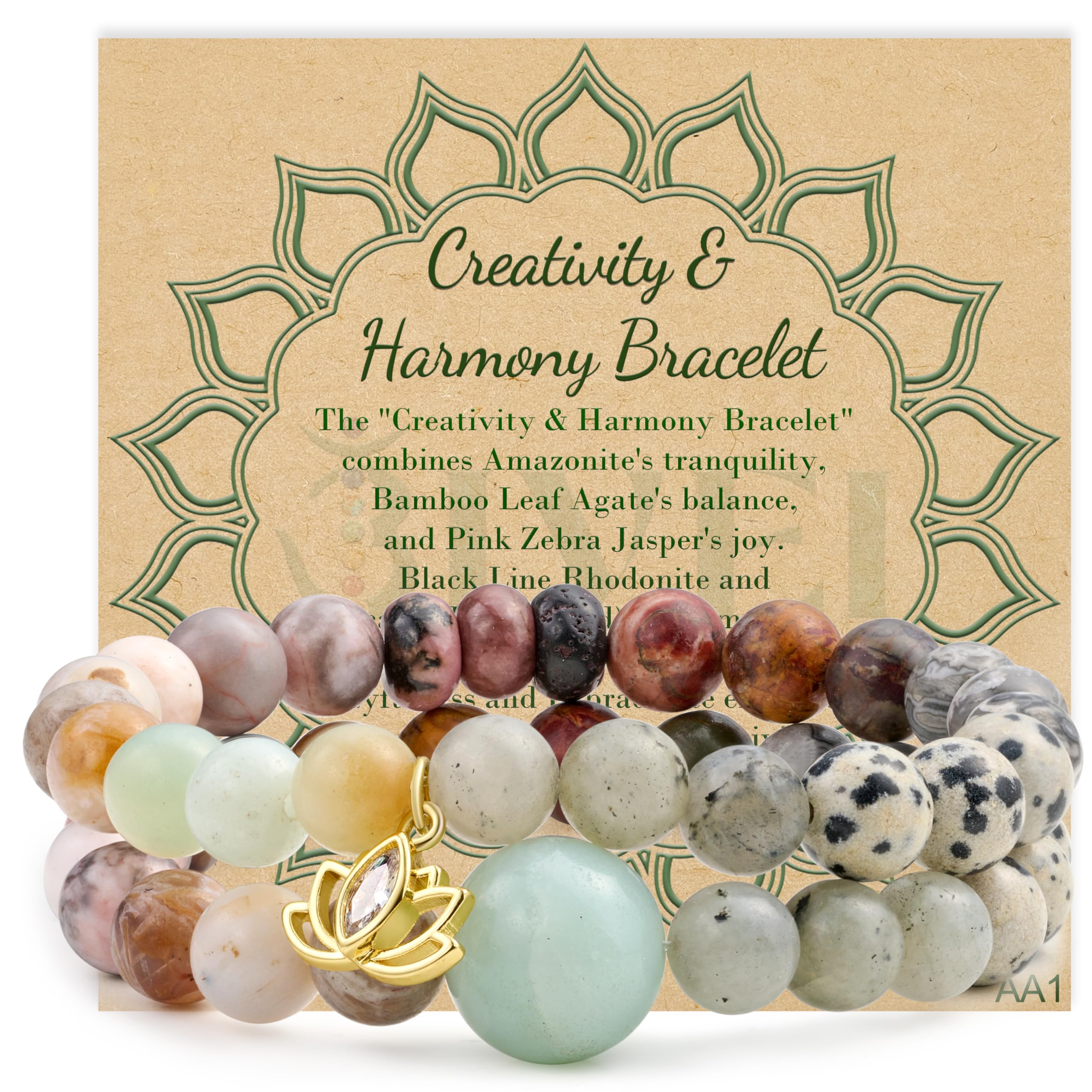 BiveiBeaded Bracelets for Women with Lotus Charm Healing Gemstone Crystal 7 Chakra Bracelet Natural Stretch Bracelets Set for Women Yoga Meditation Anxiety Stress Relief Jewelry