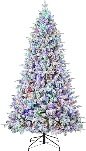 Miniatura 7 de Haute Decor 7.5 Foot Flocked Churchill Fir Tree - 8 Function Color Changing LED Lights