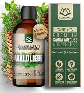 NORDHOLZ® Saunaaufguss BIO [NATURREINE ÄTHERISCHE BIO-ÖLE] Sauna Aufgussmittel - Sauna Duft - Sauna Zubehör