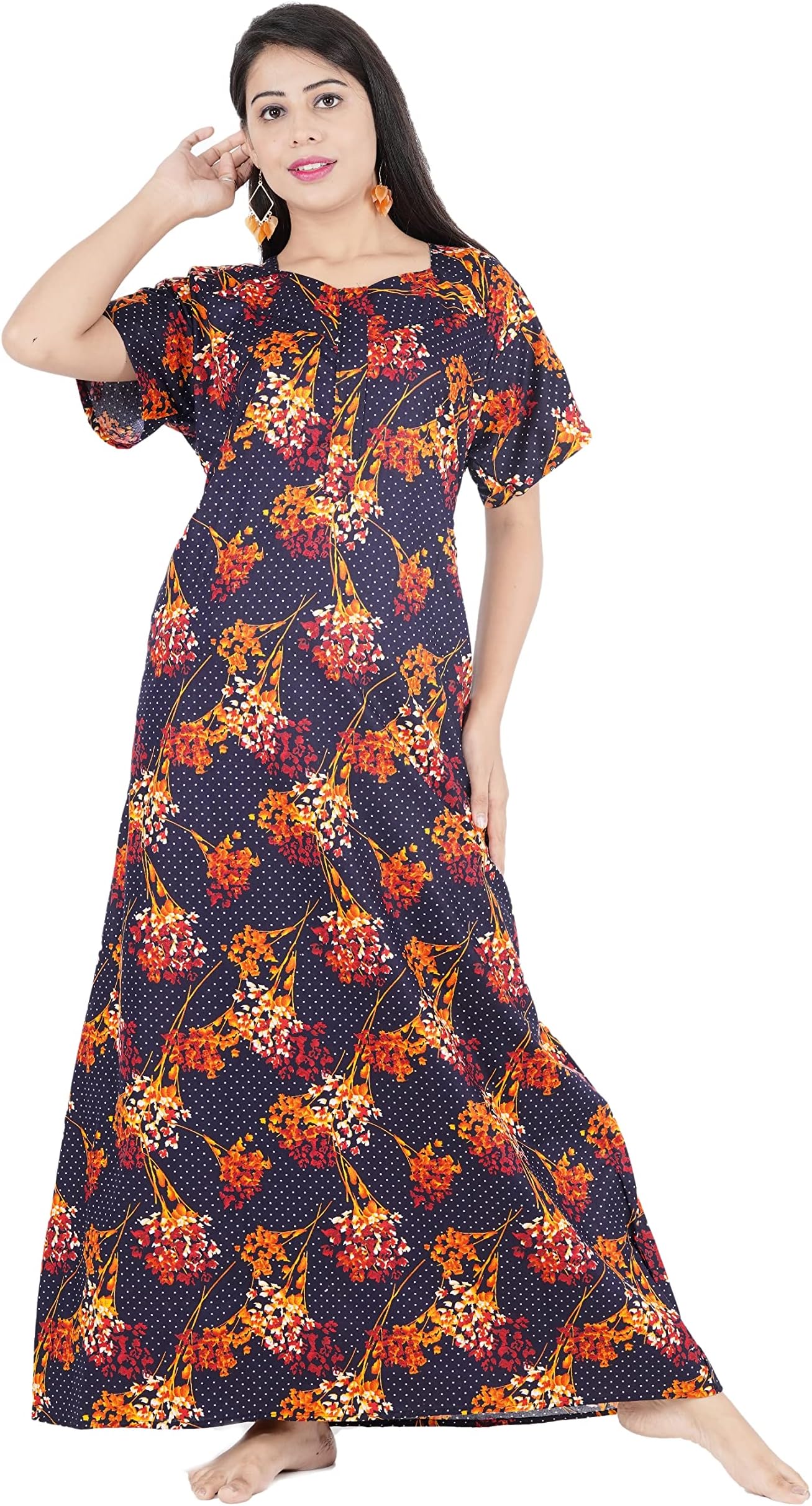 GenericShrisay Fashion AH Women's Cotton Ankle Length Nighty ( SFN-108 , Multicolour , Free Size )
