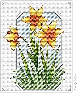 Narciso - Kit de punto de cruz, diseño de narciso, color amarillo brillante
