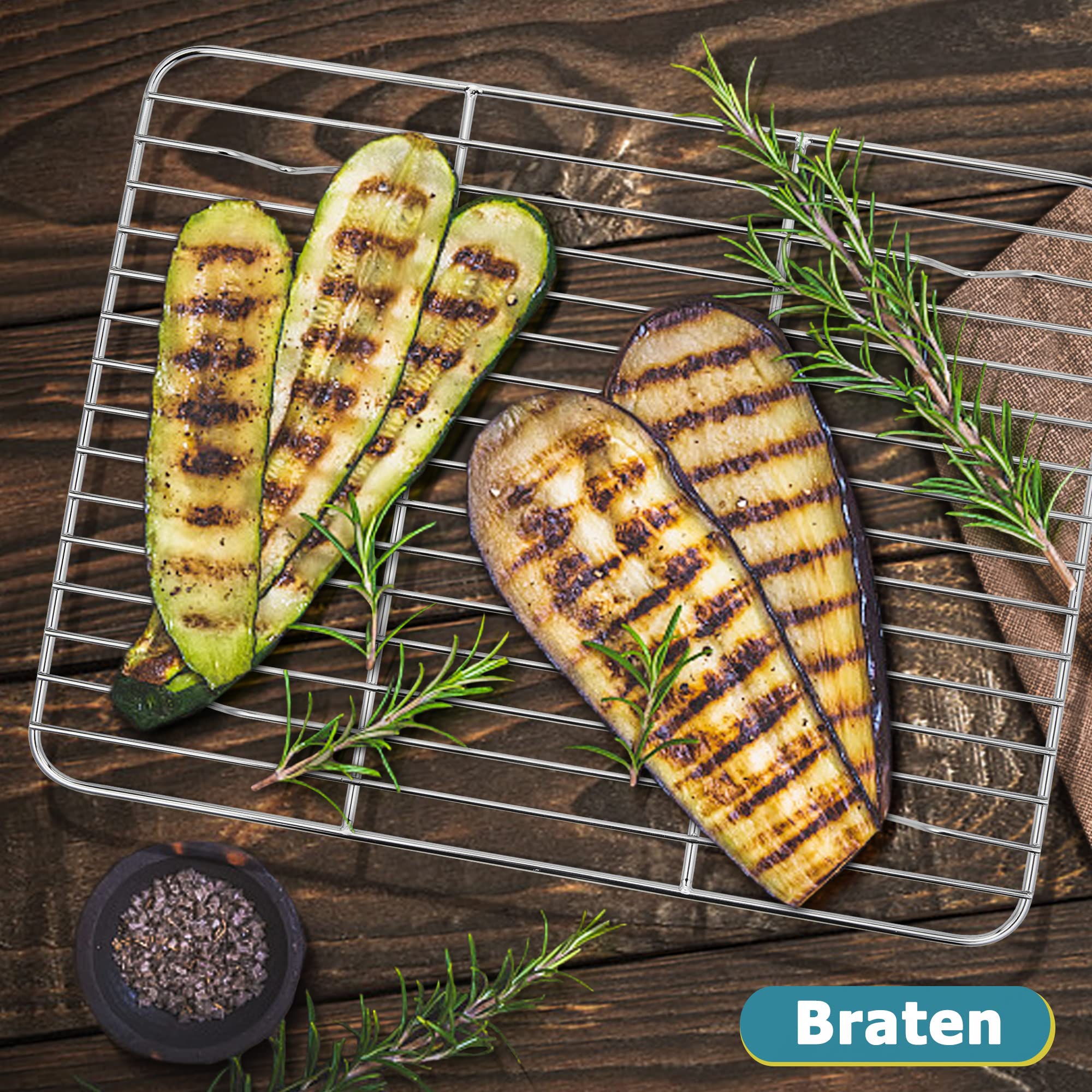 Herogo Grilles de refroidissement en acier inoxydable rectangulaires 29,5 x 23 x 1,5 cm Lot de 2