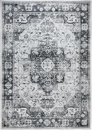 Miniatura 4 de Syalife Alfombra lavable de 3 x 5, ultra suave, antideslizante, de pelo bajo, resistente a las manchas, alfombra bohemia para sala de estar,