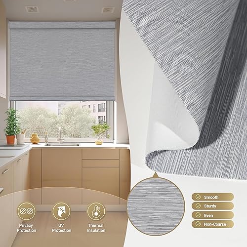 Miniatura 4 de HOTSOON Persianas enrollables opacas para ventanas, inalámbricas, tela jacquard, persianas enrollables, tela con aislamiento térmico y protección