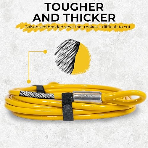Miniatura 3 de Cable de seguridad antirrobo de acero galvanizado trenzado resistente comercial con extremos en bucle. (12 pulgada de grosor, construcción de 7 x