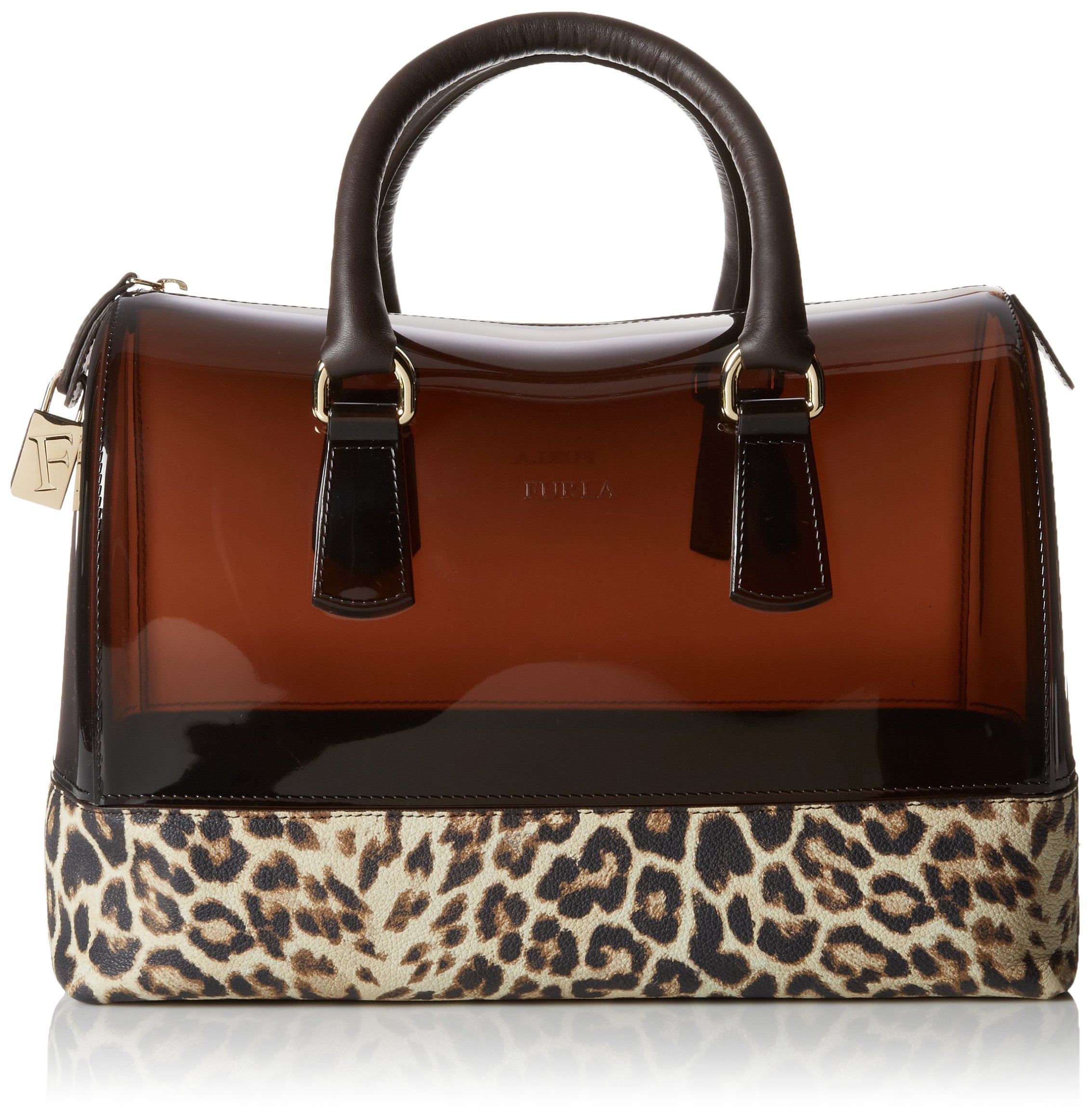 FURLA Candy Medium Satchel with Leopard Print Top Handle Handbag